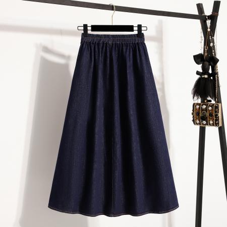 FA53863# 春新款大码松紧腰宽松牛仔半身裙胖MM显瘦时尚中长款裙 服裝批發女裝批發服飾貨源