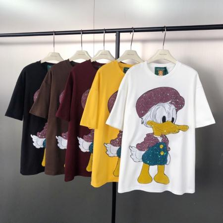 FA53883# 早春！潮牌时尚卡通珠片毛巾绣贴布宽松百搭圆领短袖T恤 服裝批發女裝批發服飾貨源