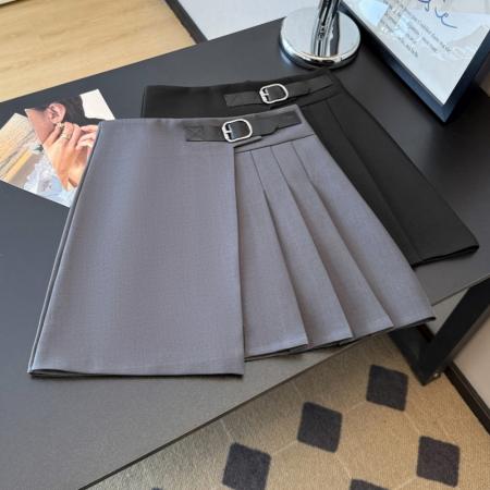 FA53932# 学院风西装半身裙女春夏新款A字高腰不规则百褶短裙潮 服裝批發女裝批發服飾貨源