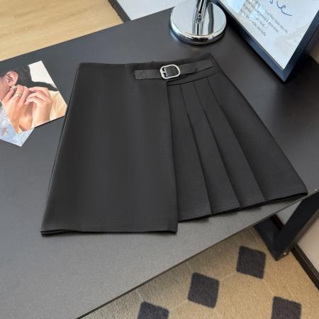 FA53932# 学院风西装半身裙女春夏新款A字高腰不规则百褶短裙潮 服裝批發女裝批發服飾貨源