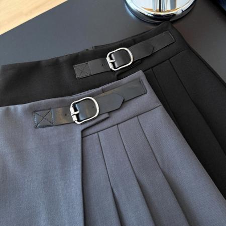 FA53932# 学院风西装半身裙女春夏新款A字高腰不规则百褶短裙潮 服裝批發女裝批發服飾貨源