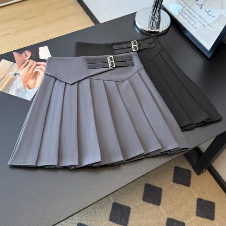 FA53933# 黑色百褶裙高腰半身裙女春夏短裙新款A字裙显瘦西装半裙 服裝批發女裝批發服飾貨源