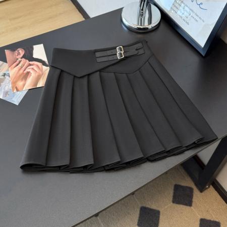 FA53933# 黑色百褶裙高腰半身裙女春夏短裙新款A字裙显瘦西装半裙 服裝批發女裝批發服飾貨源