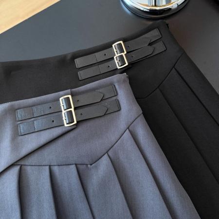 FA53933# 黑色百褶裙高腰半身裙女春夏短裙新款A字裙显瘦西装半裙 服裝批發女裝批發服飾貨源