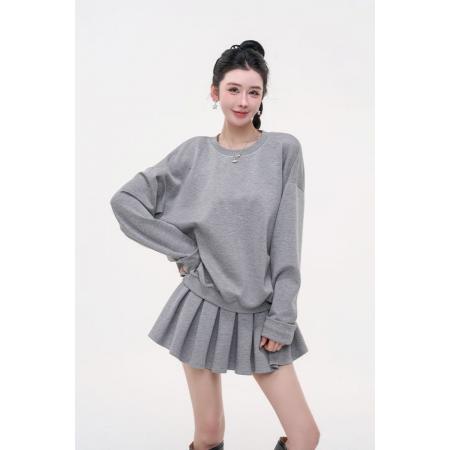 FA53942# 韩系学院风套装秋季减龄蝴蝶结设计感露背卫衣百褶半身裙两件套女 服裝批發女裝批發服飾貨源