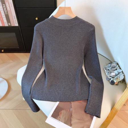 FA53952# 冬季新款打底针织衫网纱拼接镂空内搭毛衣高温烫钻上衣 服裝批發女裝批發服飾貨源