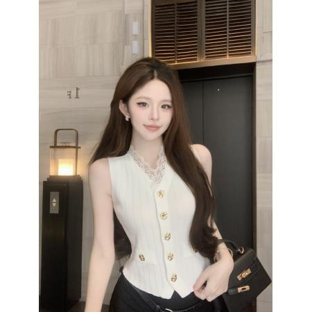 FA53960# 气质背心设计感百搭女装上衣小众纯色洋气超火爆新款 服裝批發女裝批發服飾貨源