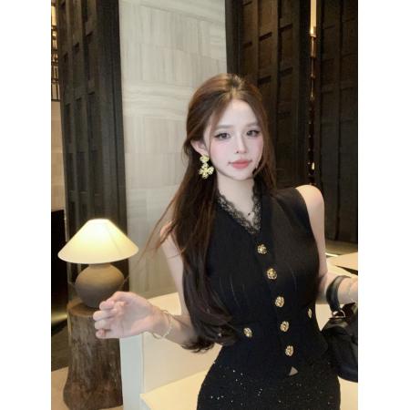 FA53960# 气质背心设计感百搭女装上衣小众纯色洋气超火爆新款 服裝批發女裝批發服飾貨源