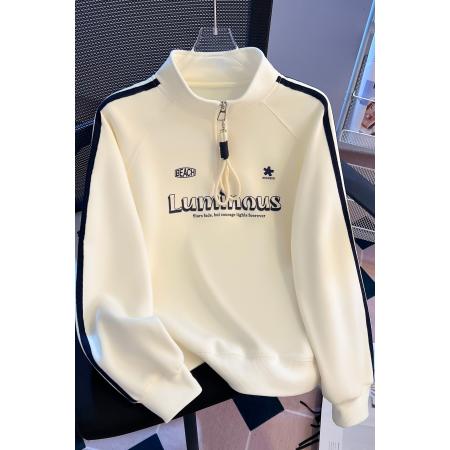 FA53964# 春季新款女装美式字母半拉链立领卫衣时尚上衣 服裝批發女裝批發服飾貨源