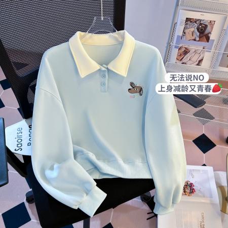 FA53965# 早春新款女装卫衣POLO领翻领宽松套头长袖上衣 服裝批發女裝批發服飾貨源