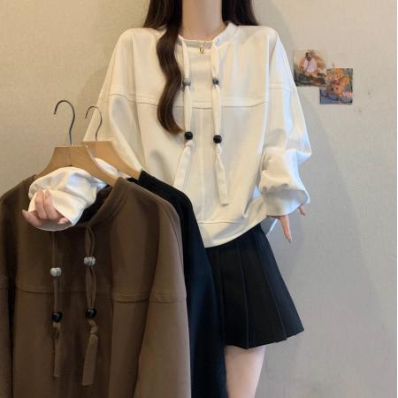 FA53970# 大码轻奢女装秋冬季新款时尚暗黑系圆领卫衣抽绳上衣 服裝批發女裝批發服飾貨源