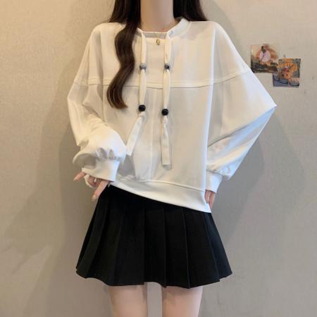 FA53970# 大码轻奢女装秋冬季新款时尚暗黑系圆领卫衣抽绳上衣 服裝批發女裝批發服飾貨源