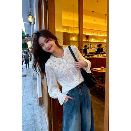 FA53980# 气质娃娃领衬衫女早春新品设计感重工长袖衬衫甜美上衣 服裝批發女裝批發服飾貨源