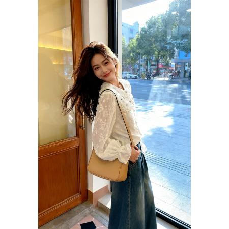 FA53980# 气质娃娃领衬衫女早春新品设计感重工长袖衬衫甜美上衣 服裝批發女裝批發服飾貨源