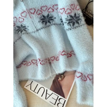 FA53983# 高级感毛绒绒连帽舒适毛衣外套女秋冬季新款宽松显瘦气质开衫 服裝批發女裝批發服飾貨源