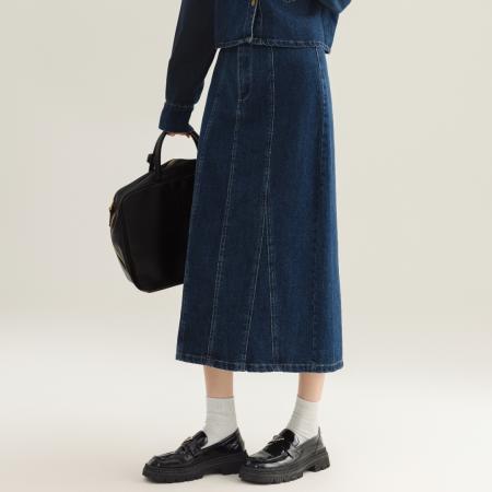 FA54002# 娃娃领牛仔半身长裙子套装女早春秋穿搭新款时尚两件套 服裝批發女裝批發服飾貨源