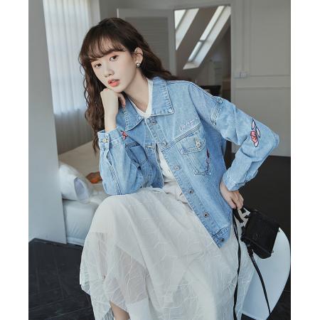 FA54005# 刺绣牛仔外套女短款韩版春季新款宽松小个子上衣女 服裝批發女裝批發服飾貨源