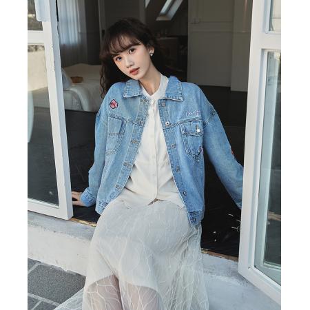 FA54005# 刺绣牛仔外套女短款韩版春季新款宽松小个子上衣女 服裝批發女裝批發服飾貨源