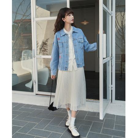 FA54005# 刺绣牛仔外套女短款韩版春季新款宽松小个子上衣女 服裝批發女裝批發服飾貨源