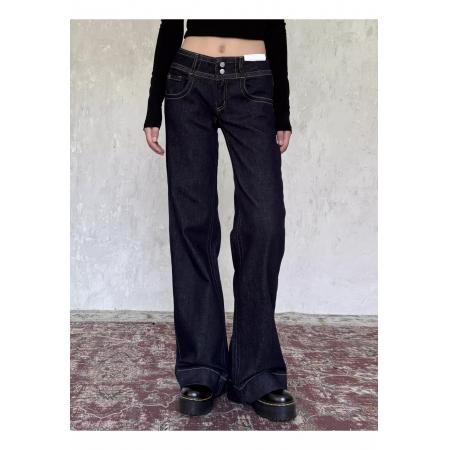 FA54012# 丹宁原牛色直筒牛仔裤女低腰宽松显瘦窄版长裤子 服裝批發女裝批發服飾貨源