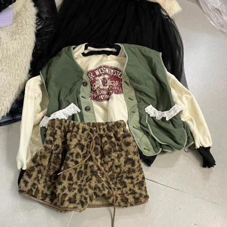 FA54030# 秋冬款时尚抽绳高腰复古豹纹加厚保暖阔腿短裤女 服裝批發女裝批發服飾貨源