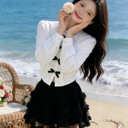 FA54045# 宫廷风复古浪漫重工钉钻蝴蝶结衬衫春季新款时尚上衣 服裝批發女裝批發服飾貨源