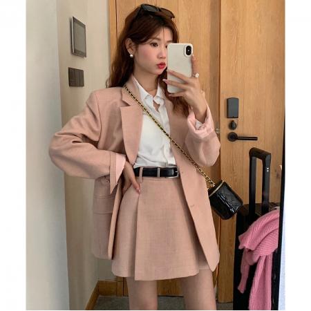 FA54054# 韩版西装套装新款春秋气质单排扣西服外套＋半身裙两件套 服裝批發女裝批發服飾貨源