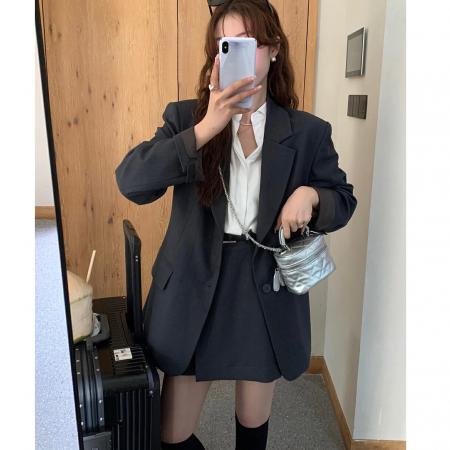 FA54054# 韩版西装套装新款春秋气质单排扣西服外套＋半身裙两件套 服裝批發女裝批發服飾貨源