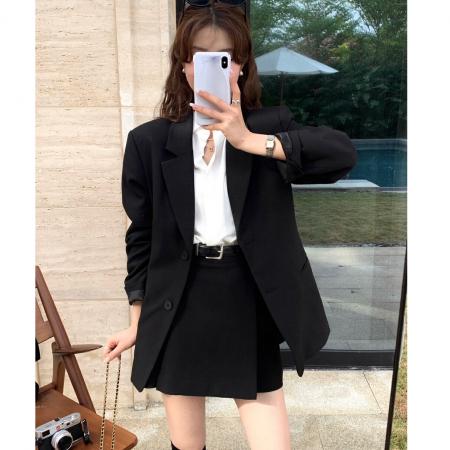 FA54054# 韩版西装套装新款春秋气质单排扣西服外套＋半身裙两件套 服裝批發女裝批發服飾貨源