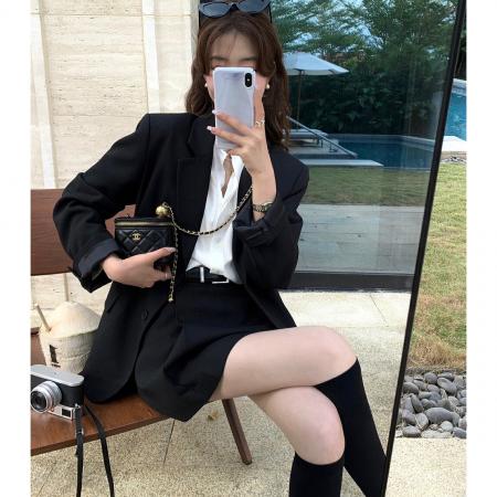 FA54054# 韩版西装套装新款春秋气质单排扣西服外套＋半身裙两件套 服裝批發女裝批發服飾貨源