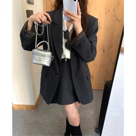 FA54054# 韩版西装套装新款春秋气质单排扣西服外套＋半身裙两件套 服裝批發女裝批發服飾貨源