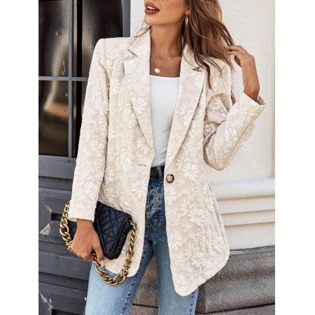 FA54098# 欧美跨境外贸春季新款提花西装单扣显瘦气质通勤职场外套女 服裝批發女裝批發服飾貨源