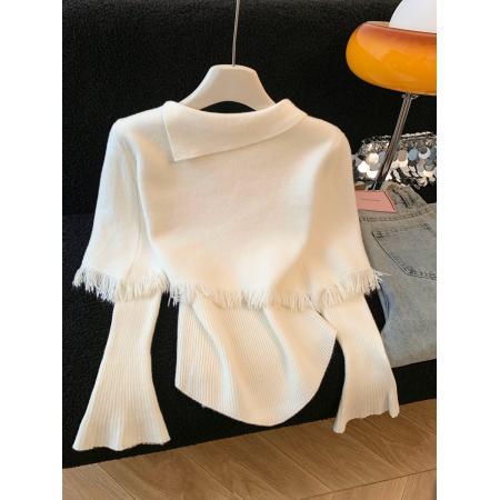 FA54113# 小众设计感披肩针织两件套女千金公主风显瘦洋气流苏毛衣套装 服裝批發女裝批發服飾貨源