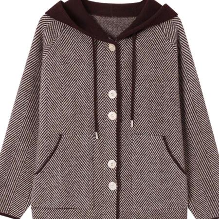 FA54124# 连帽超好看的外套女士洋气加厚秋冬新款宽松显瘦毛呢针织大衣 服裝批發女裝批發服飾貨源