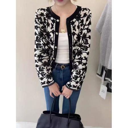 春季新款韩版时尚设计感镂空钩花显瘦宽松上衣针织开衫 服裝批發女裝批發服飾貨源