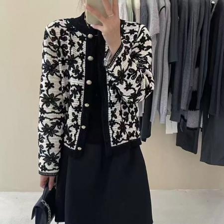 FA54127# 春季新款韩版时尚设计感镂空钩花显瘦宽松上衣针织开衫 服裝批發女裝批發服飾貨源