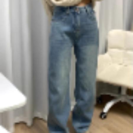 FA54131# 美式浅蓝色加绒牛仔裤女新款秋冬季阔腿小个子窄版直筒裤子潮 服裝批發女裝批發服飾貨源