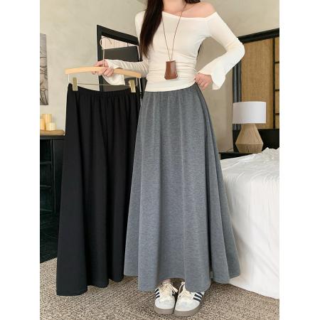 FA54138# 秋装新款胖mm大码女简约纯色显瘦a字中长款半身裙 服裝批發女裝批發服飾貨源