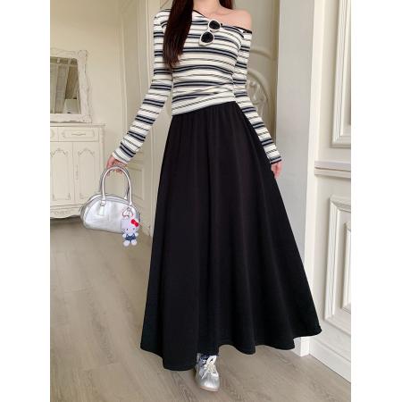 FA54138# 秋装新款胖mm大码女简约纯色显瘦a字中长款半身裙 服裝批發女裝批發服飾貨源