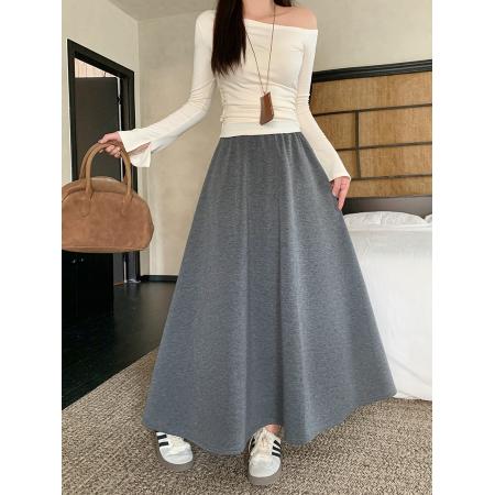 FA54138# 秋装新款胖mm大码女简约纯色显瘦a字中长款半身裙 服裝批發女裝批發服飾貨源