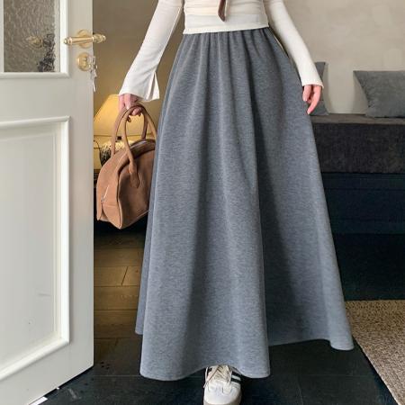 FA54138# 秋装新款胖mm大码女简约纯色显瘦a字中长款半身裙 服裝批發女裝批發服飾貨源