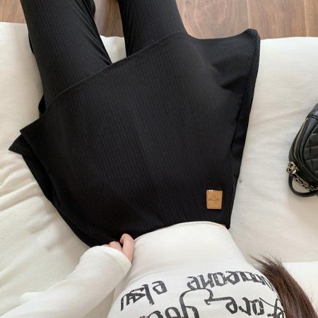 FA54143# 秋装新款胖mm大码女设计感松紧高腰微喇屁帘显瘦休闲裤 服裝批發女裝批發服飾貨源