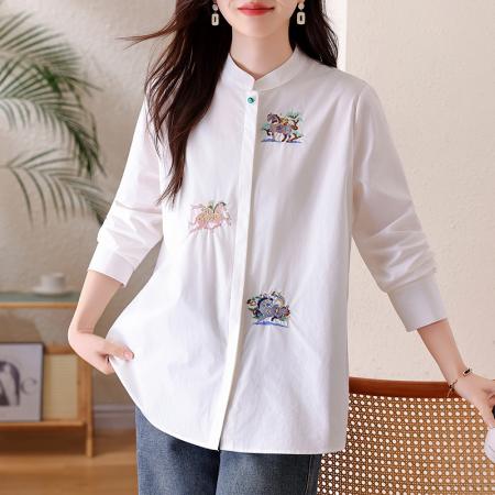 FA54146# 休闲白色刺绣...