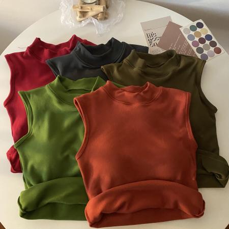 FA54153# 秋冬韩版磨毛加厚保暖带胸垫无袖背心修身显瘦打底上衣 服裝批發女裝批發服飾貨源