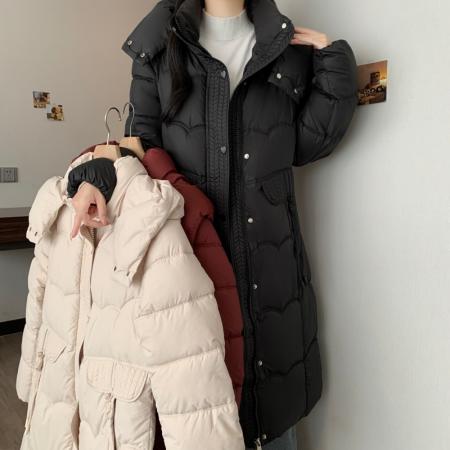 FA54158# 大码女冬季新款加厚保暖羽绒棉服过膝长款连帽宽松棉衣外套 服裝批發女裝批發服飾貨源