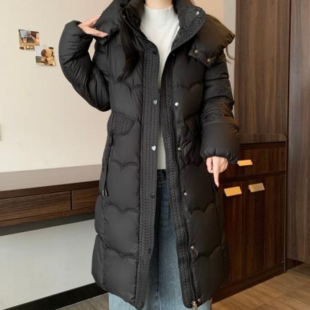 FA54158# 大码女冬季新款加厚保暖羽绒棉服过膝长款连帽宽松棉衣外套 服裝批發女裝批發服飾貨源