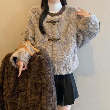 FA54161# 大码女秋冬新款宽松显瘦百搭气质皮草毛毛开衫高级感外套女 服裝批發女裝批發服飾貨源