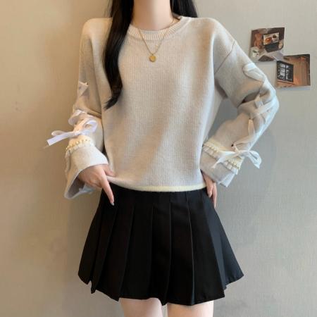 FA54170# 大码女胖MM秋冬新款小香风抽绳上衣宽松针织套头百搭毛衣外套 服裝批發女裝批發服飾貨源