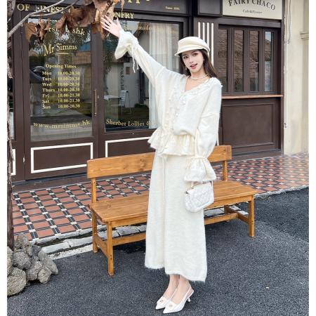 FA54188# 韩系慵懒风套装裙女秋冬洋气减龄设计感毛衣半身裙两件套 服裝批發女裝批發服飾貨源