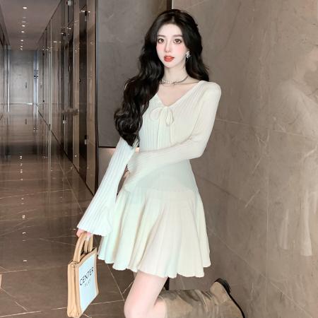 FA54192# 新秋冬芭蕾风毛线蓬蓬裙高腰显瘦短裙纯欲性感蛋糕连衣裙 服裝批發女裝批發服飾貨源